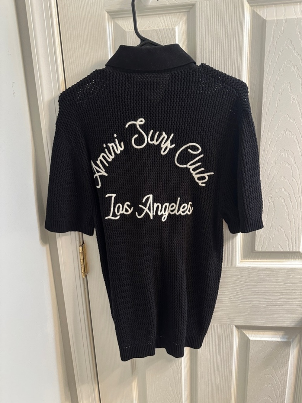 AMIRI Black Knit 'Amiri Surf Club Los Angeles' Polo Shirt